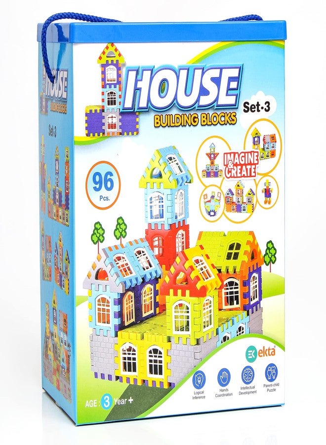 EKTA House Building Blocks with Windows Set-3, Building Blocks for Kids, Block Game for Kids (Multicolor, Big Size) - 96 Pieces - Image 4